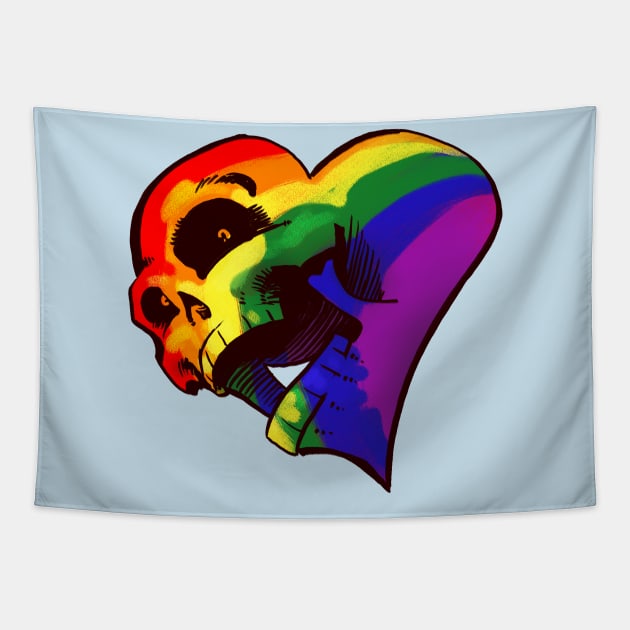 Heart Skull : Pride Tapestry by CheeseArt