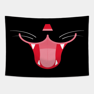 Funny cat red mouth halloween face Tapestry