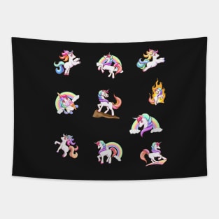 Cute Unicorn rainbow colors stickers Tapestry