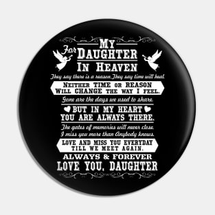 In Loving Memory of Daughter, Daughter in Heaven Pin