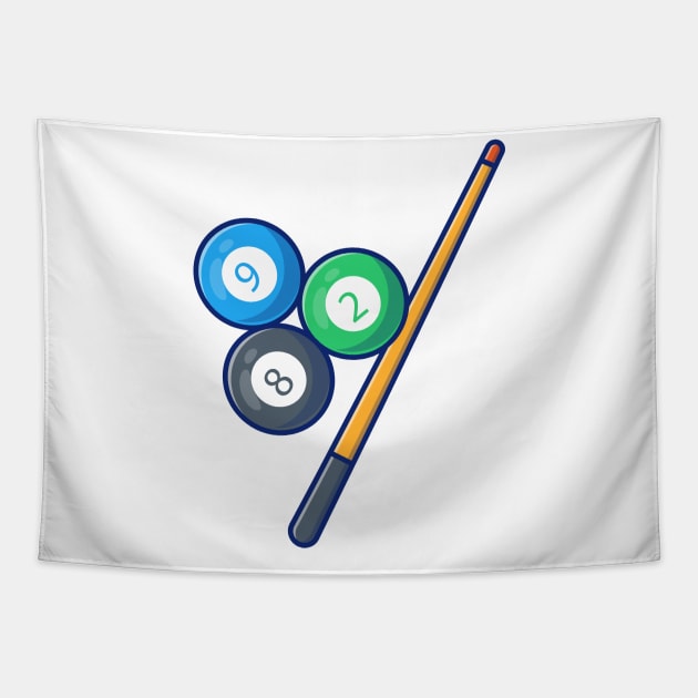 Billiard Cartoon Vector Icon Illustration Tapestry by Catalyst Labs