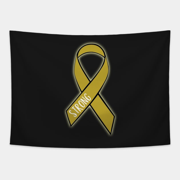 Childhood Cancer Strong Gold Ribbon Tee Tapestry by charlescheshire