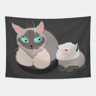 Mother cat and kitten siamese cats Tapestry