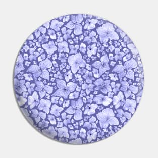 Delicate Hydrangea Watercolor Floral Pattern - Muted Periwinkle Palette Pin