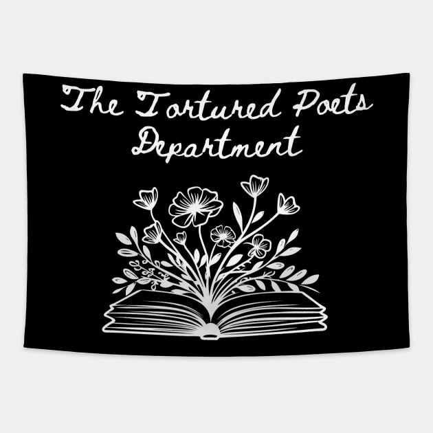 The Tortured Poets Department Floral Book Design Tapestry by kuallidesigns