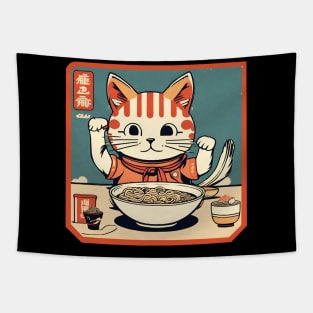 Cat eat ramen Tapestry