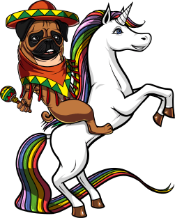 Mexican Pug Dog Riding Unicorn Cinco de Mayo Fiesta Magnet