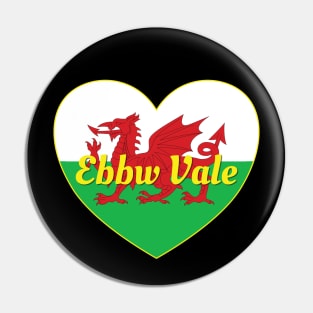 Ebbw Vale Wales UK Wales Flag Heart Pin