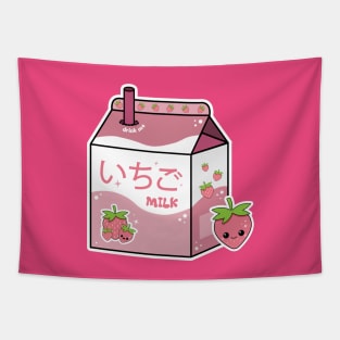 Kawaii Strawberry Milk Tapestry