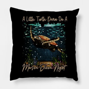 A Little Turtle Dovin on a Mason Dixon Night Turtle Swimming Pillow