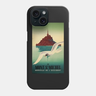 Retro poster - travel - vintage - Mont St Michel Phone Case