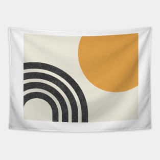 Mid Century Modern Gold - Sun & Rainbow Horizon Tapestry