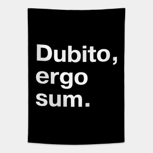 "Dubito, ergo sum." in plain white letters - I doubt, therefore I am (the king/queen of sarcasm) Tapestry