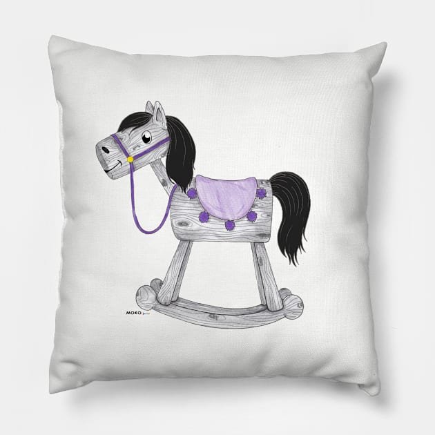 ROCKY the rocking horse Pillow by MOKO.illustrations.junior