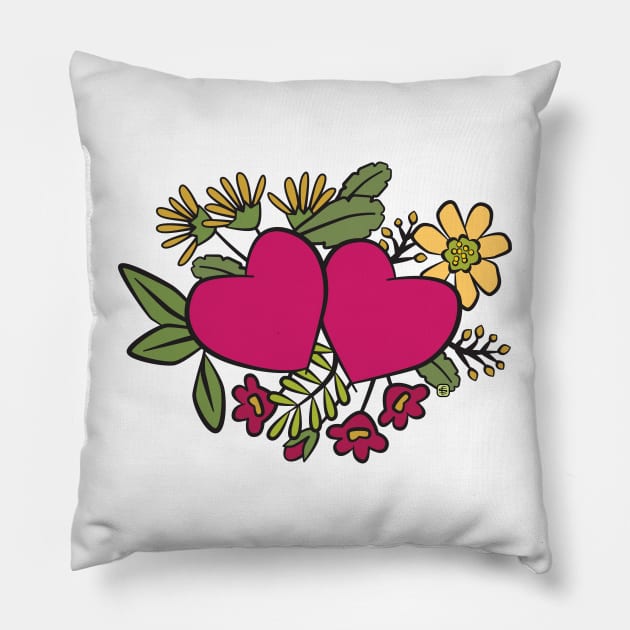 Hearts and Flowers Pillow by Sue Cervenka