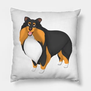 White, Black & Tan Shetland Sheepdog Dog Sheltie Pillow