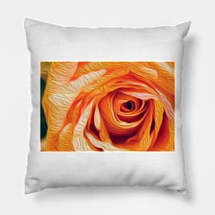 Orange rose oil paint effect. Pillow