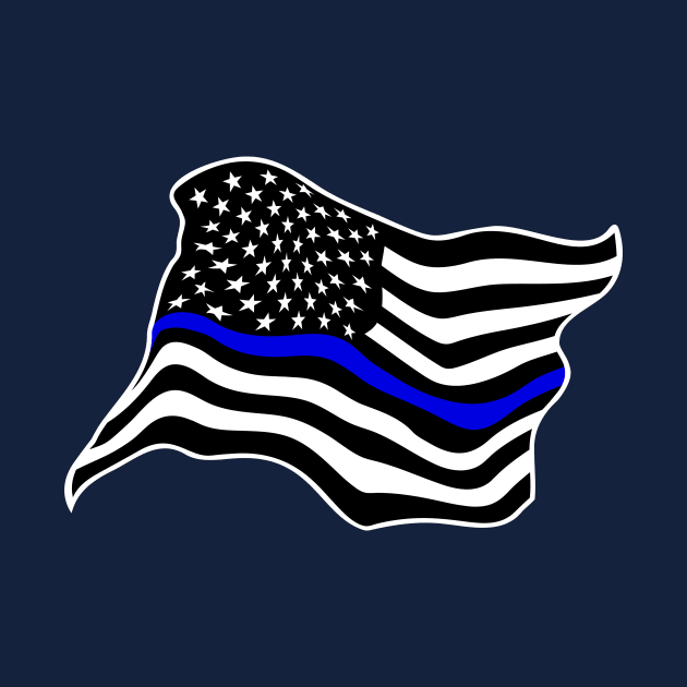 Waving USA Police Thin Blue Line Flag by hobrath