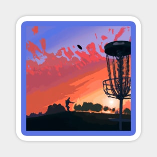 Disc Golf Against a Reddish Sunrise Magnet