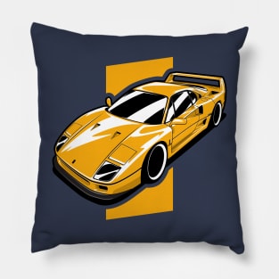 Yellow F40 Italian Supercar Pillow