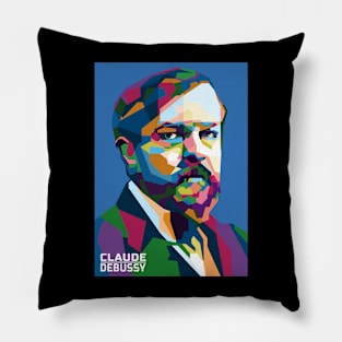 Abstract Pop Art Claude Debussy in WPAP Pillow