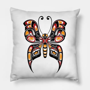 Red, Yellow and Black Haida Spirit Butterfly Pillow