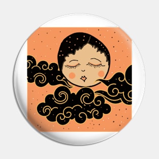 Vintage Halloween inspired flapper moon Pin