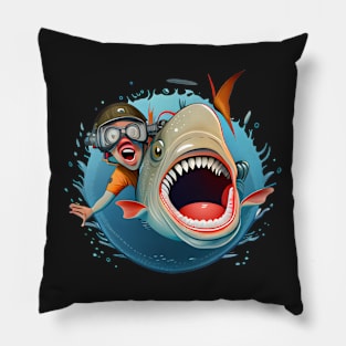 Laughing with the Fishes: A Diver's Underwater Adventure Pillow