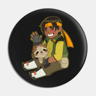 Hunk and dog plush Pin