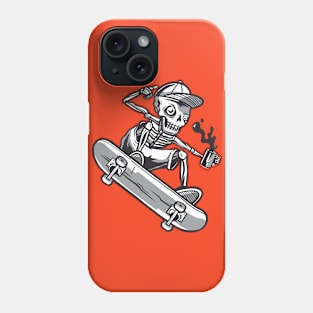 Skateboarding Skeleton with Spilling Coffee Phone Case