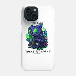 Techno cat - We only dance at night - Catsondrugs.com - rave, edm, festival, techno, trippy, music, 90s rave, psychedelic, party, trance, rave music, rave krispies, Phone Case