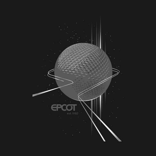 EPCOT Spaceship Earth Grayscale Shirt Design - Front Design for Light Shirts by Blake Dumesnil Designs