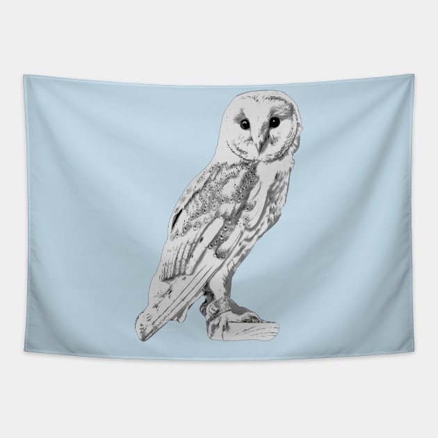 Barn Owl drawing Tapestry by dalyndigaital2@gmail.com