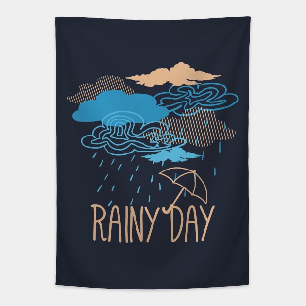 Blue Rainy Day Tapestry by FlinArt