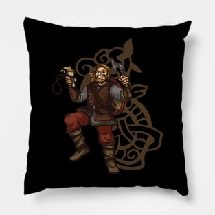 Viking Warrior Drinking Beer Pillow