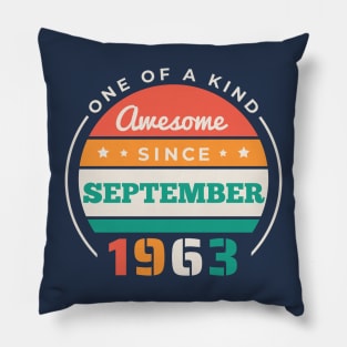 Retro Awesome Since September 1963 Birthday Vintage Bday 1963 Pillow