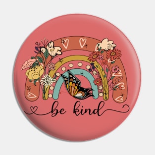 Be Kind With Rainbow Wildflowers and Cute Butterfly Pin