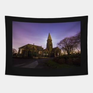 Horsforth Cemetery Church Leeds with Moon Light and Star Sky IMG 9054-RB Tapestry