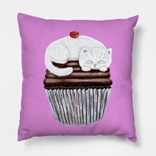 Kitty Cupcake Illustration Pillow