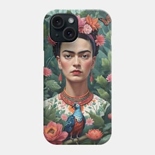 Frida's Spectrum of Colors: Vibrant Portrait Illustration Phone Case