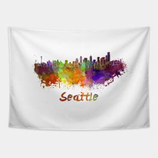 Seattle skyline in watercolor Tapestry