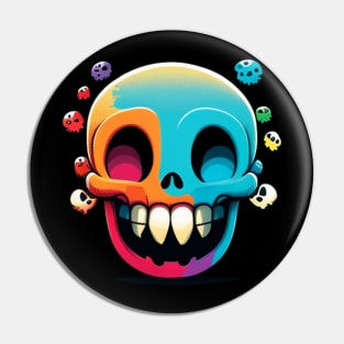 Happy yellow skull Pin