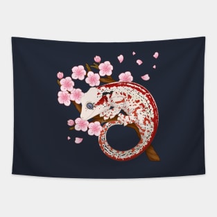 Red Stripe Gargoyle Gecko With Sakura Flowers Tapestry