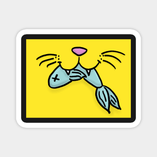 Cat Mouth With Fish (Yellow) Magnet