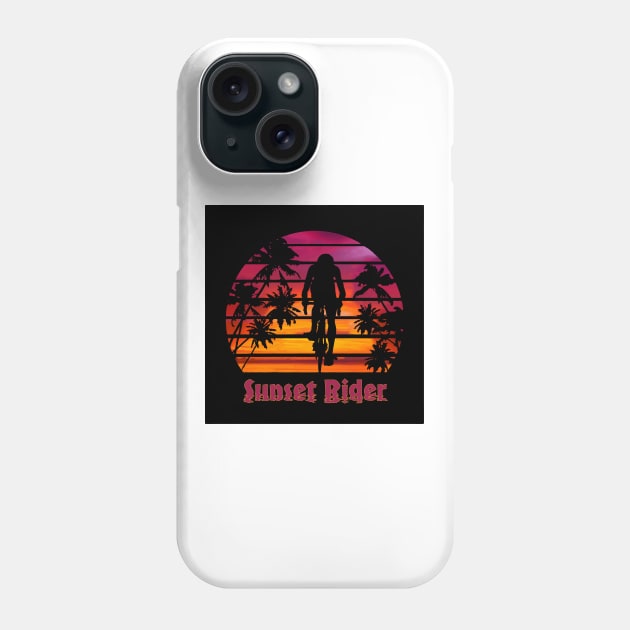 Cycling Sunset Rider Phone Case by inkstyl