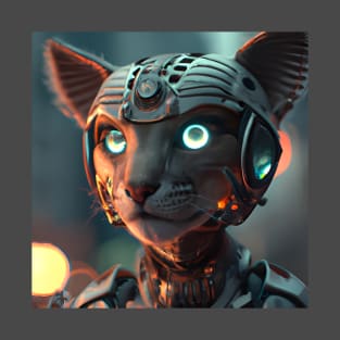 Cyberpunk Kitty (3) - Anthropomorphic Sci fi Cats T-Shirt