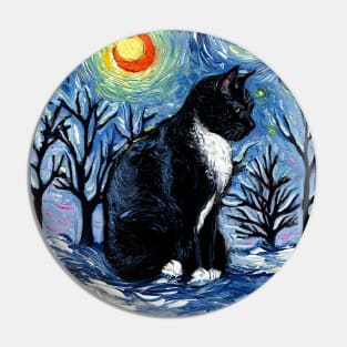 Winter Night - Tuxedo Cat Pin