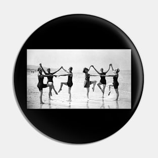 6 Women Dancing on a Beach, France 1922 Photograph Pin