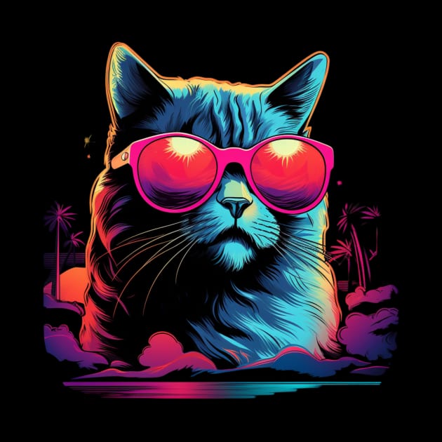 Retro Wave Burmilla Cat Shirt by Miami Neon Designs