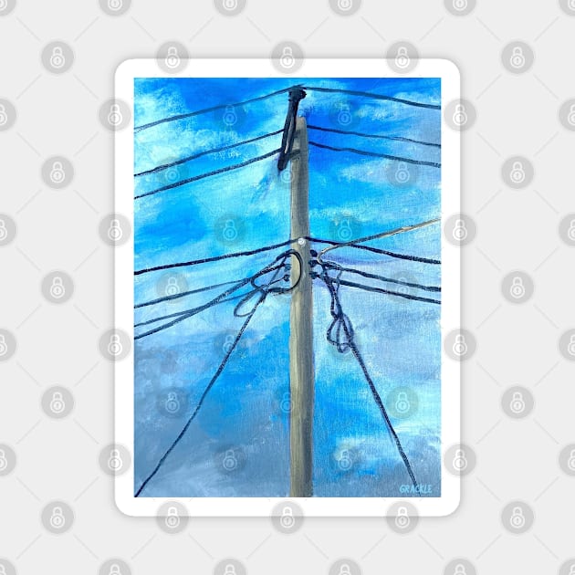 Sunny Telephone Pole Magnet by Jan Grackle